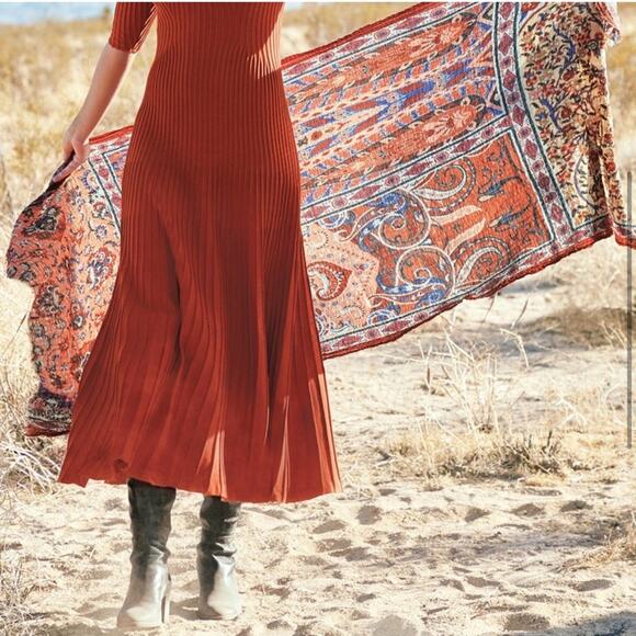 Peruvian Connection Turino Rust Ribbed Maxi Dress - Picture 4 of 7